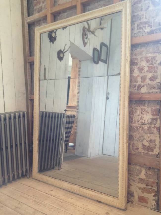 Large Split Glass Mirror In From The Lewes French Large 19th Century Split Glass Mirror With Mercury And A Simple Painted Frame